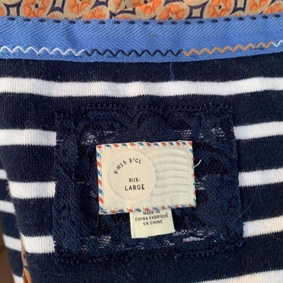 Anthropologie blue and white striped hi lo top. 446 - Picture 6 of 8